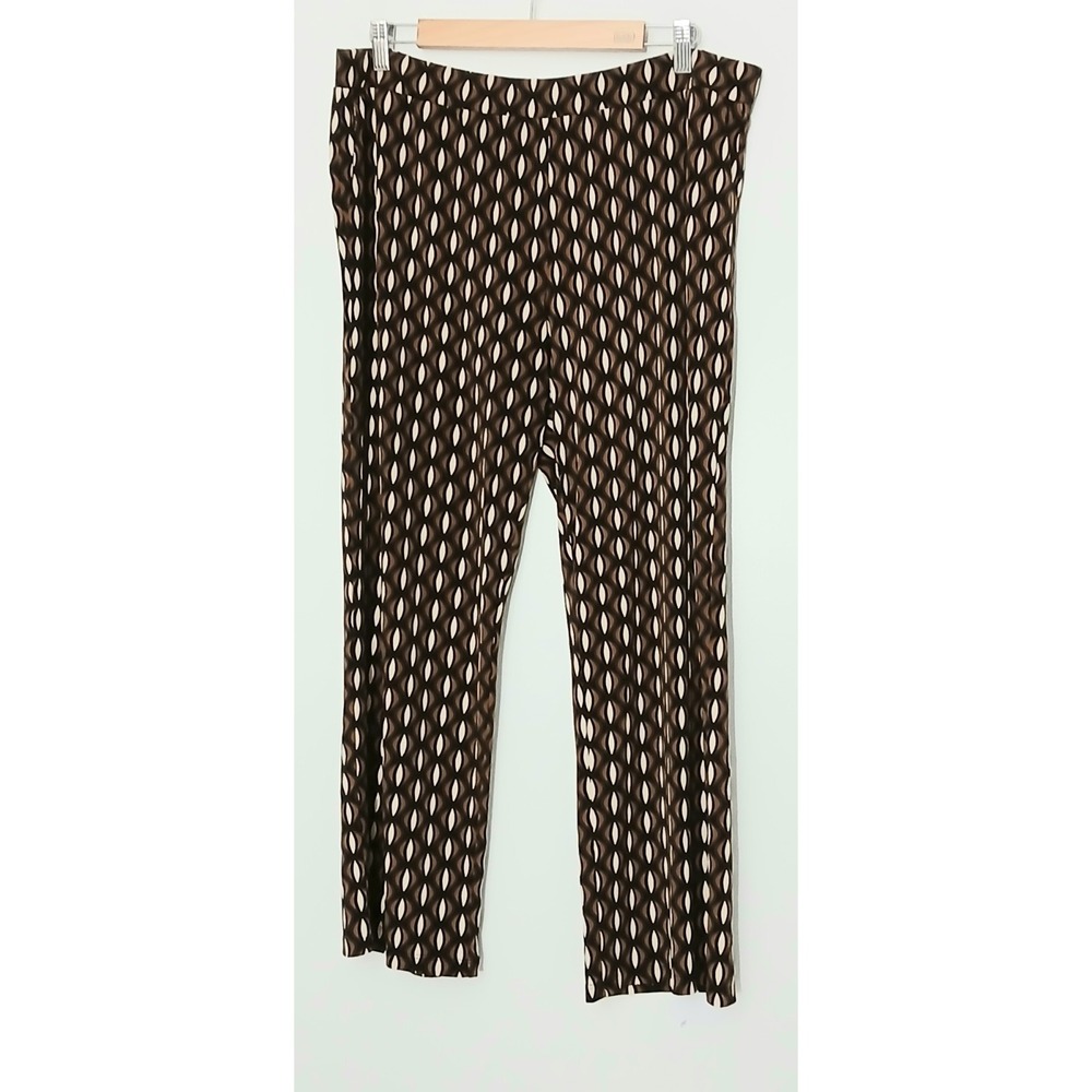 Susan Graver Pants Large Petite Liquid Knit Brown Sofia Ankle Pants Pullon Preow
